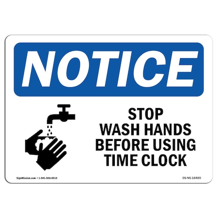 Signmission OSHA Sign, Stop Wash Hands Before Using With Symbol, 18in X 12in Aluminum, 12" W, 18" L, Landscape OS-NS-A-1218-L-18489